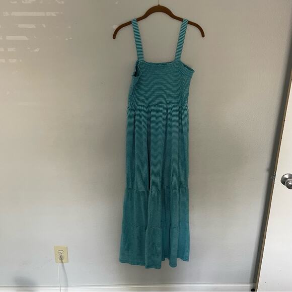 Blue & White Striped Maxi Tiered Dress Summer - Picture 4 of 8